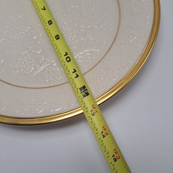 Lenox USA 24K Gold Trim Off White Embossed Grapes 12 3/4" Chop Plate Platter - Picture 5 of 12